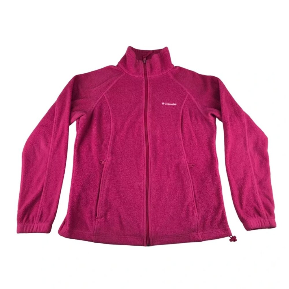 Columbia Womens Fuchsia Long Sleeves Pocket Full Zip Fleece Jacket Size‎ Medium